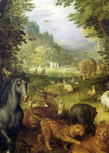 地球、または地球の楽園、動物の詳細、1607-08（銅に油彩） 作： Jan the Elder Brueghel